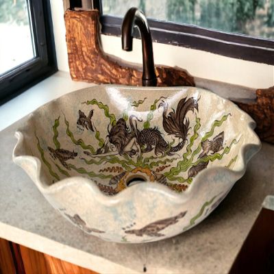 Bathroom Countertop Siren Sink, Ceramic Siren Washbasin, Bath Vanity Sink, Bathroom Remodeling, Master Bathroom Sink, Guest Bath Washbowl