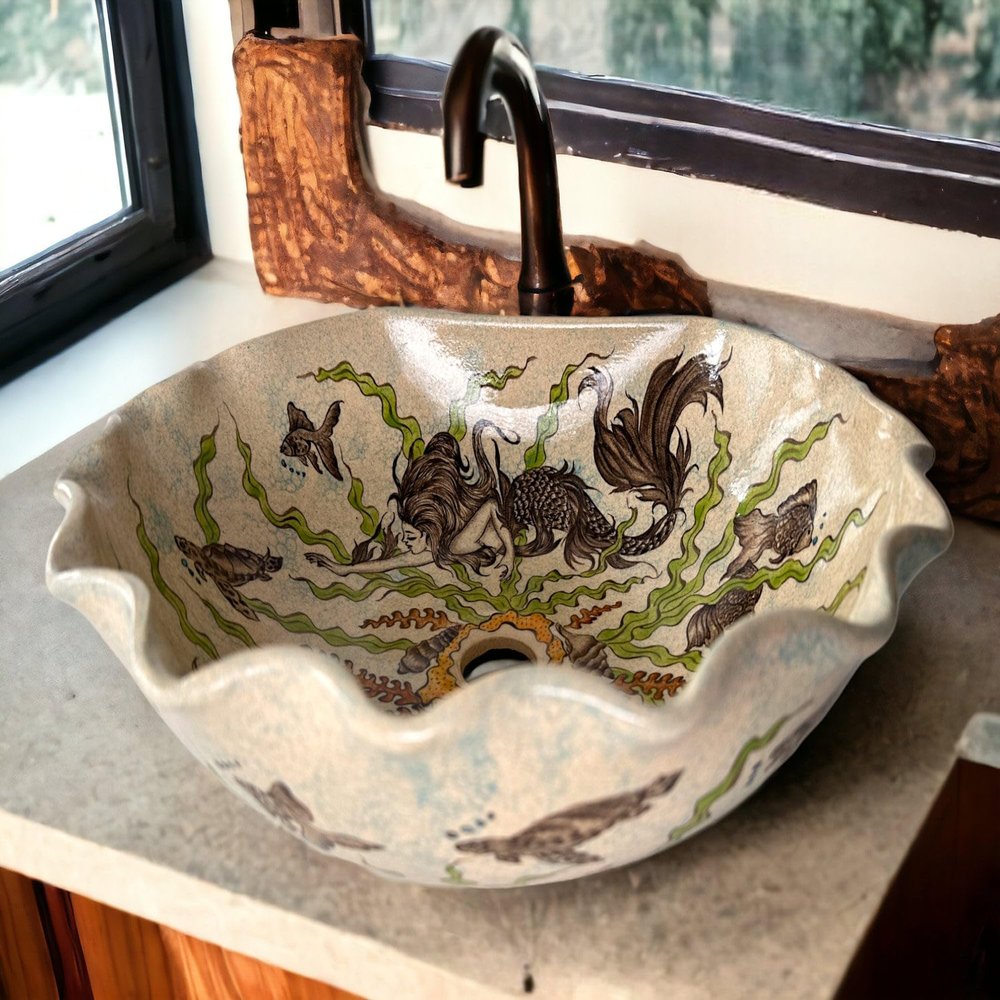 Bathroom Countertop Siren Sink, Ceramic Siren Washbasin, Bath Vanity Sink, Bathroom Remodeling, Master Bathroom Sink, Guest Bath Washbowl