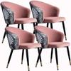 Modern Dining Room Chairs Upholstered Dinner Chair Dining Chairs Set of 4 Modern Velvet Kitchen Room Chair Upholstered Accent Leisure Chairs with Metal Legs Backrest Living Room Chairs(Peach Powder) view 1