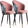 Modern Dining Room Chairs Upholstered Dinner Chair Dining Chairs Set of 4 Modern Velvet Kitchen Room Chair Upholstered Accent Leisure Chairs with Metal Legs Backrest Living Room Chairs(Peach Powder) view 4