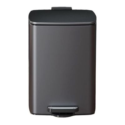 DUANZEYUQA Wastepaper Basket 20/30 Liter Brushed Stainless Steel Trash Can, Square Pedal Recycle Bin with Lid and Inner Buckets, Hands-Free Steel Step Garbage Can for Home Office Garbage Can(Black,30L