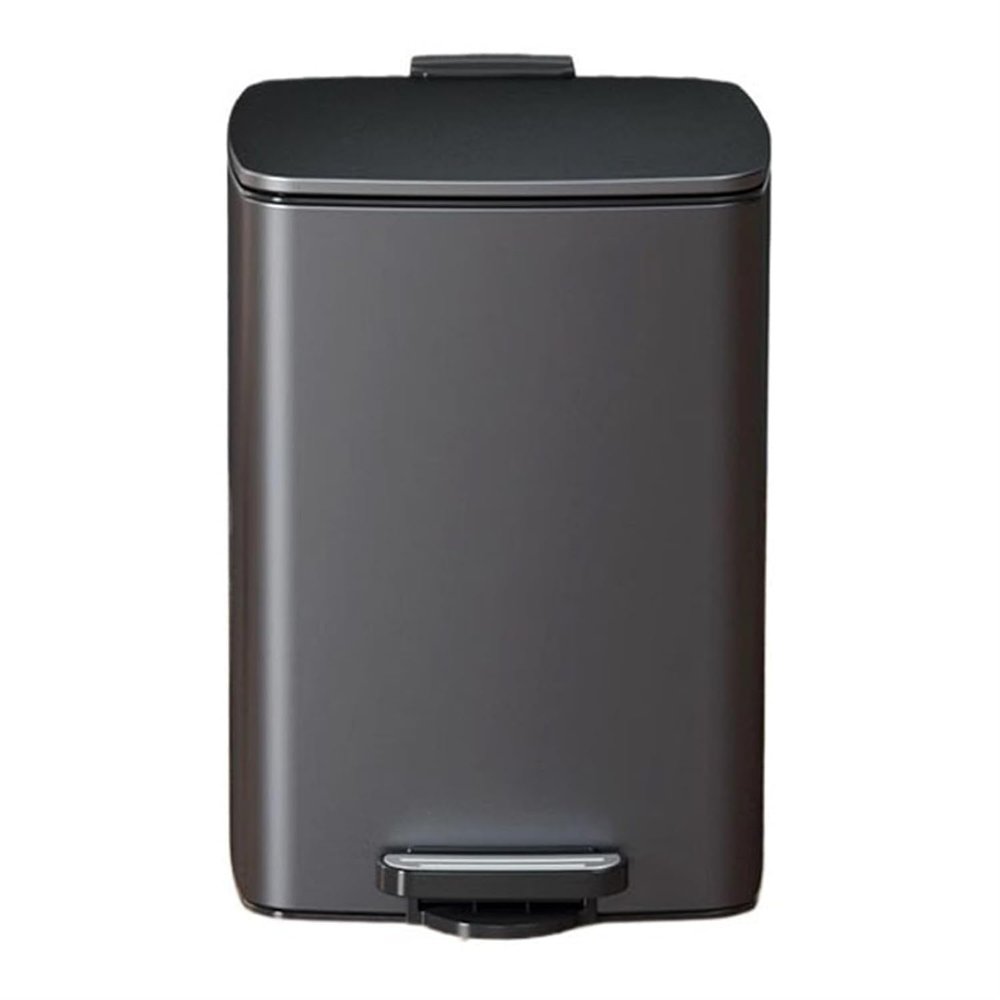 DUANZEYUQA Wastepaper Basket 20/30 Liter Brushed Stainless Steel Trash Can, Square Pedal Recycle Bin with Lid and Inner Buckets, Hands-Free Steel Step Garbage Can for Home Office Garbage Can(Black,30L