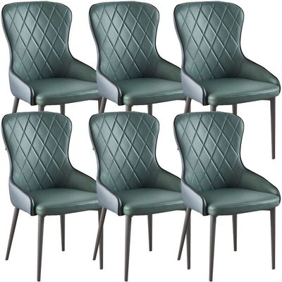 HAOKAZLBR Modern Dining Room Chairs Upholstered Dinner Chair Kitchen Dining Chairs Set of 6 Technological Fabric Living Room Lounge Counter Chairs Sturdy Carbon Steel Metal Legs(Green+Dark Blue)