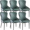 HAOKAZLBR Modern Dining Room Chairs Upholstered Dinner Chair Kitchen Dining Chairs Set of 6 Technological Fabric Living Room Lounge Counter Chairs Sturdy Carbon Steel Metal Legs(Green+Dark Blue) view 1