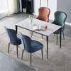 HAOKAZLBR Modern Dining Room Chairs Upholstered Dinner Chair Kitchen Dining Chairs Set of 6 Technological Fabric Living Room Lounge Counter Chairs Sturdy Carbon Steel Metal Legs(Green+Dark Blue) view 2