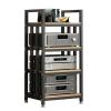 YHWKGZ Audio Rack, Modern Media Storage Cabinet, 4-Tier Adjustable Shelf Shelf with Shock Absorbing Feet, Stereo Cabinet for Game Consoles/Apple TV/PS4(Black) view 1
