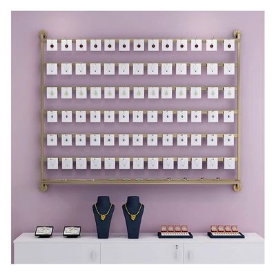 GenSDH Wall Mounted Earring Holder, Metal Display Rack for Ring Bracelet Sunglasses Hanging Jewelry Organizer Necklace Holder Earring Hanger,Gold-120x15x120cm