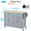 Kennkari Rolling Kitchen Island on Wheels with 2 Storage Cabinets and 2 Drawers, Island Table for Kitchen with Towel Rack and Spice Rack, Mobile Kitchen Cart (Type B. Grey Blue) view 3
