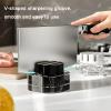Knife Sharpener, Suction Cup Corrugated Whetstone, Portable Manual Sharpener with Rotatable Suction Base, Multi-Functional Quick Edge Sharpening Tool for Kitchen Knives Scissors Pocket Knives (Black) view 4