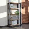NBF Cortez Five Shelf Bookcase - Brazilian Office Bookcase with Fixed Shelves - Modern Powder Coated Steel Frame - Decorative Storage for Home, Offices, 68" H, Walnut view 2
