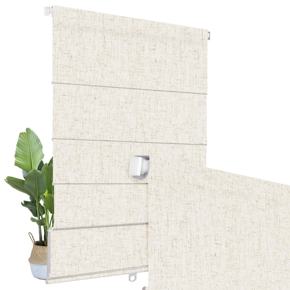 BERISSA No Drill Cordless Roman Shades for Window, Blackout Roman Blinds Room Darkening Pull Down Blinds Easy Install Linen Roman Window Shades for Door,Windows,Bedroom,34" W x 90" H,Linen Beige