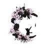2024 New Moon Wreath and Black Cat Wreath,Halloween Noon Cat Wreaths for Front Door,Living Room Decorating (White) view 1