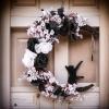 2024 New Moon Wreath and Black Cat Wreath,Halloween Noon Cat Wreaths for Front Door,Living Room Decorating (White) view 3