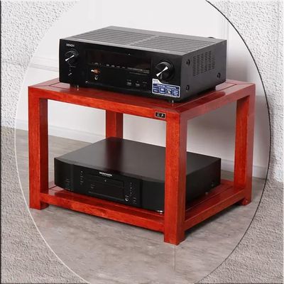 NILZA Solid Wood Media Storage Shelf AV Media Stand 2/3/4-Tier Media Component Cabinet Audio/Video Rack Audio Tower Audio Cabinet- Installation-Free(Begonia,2-Tier)