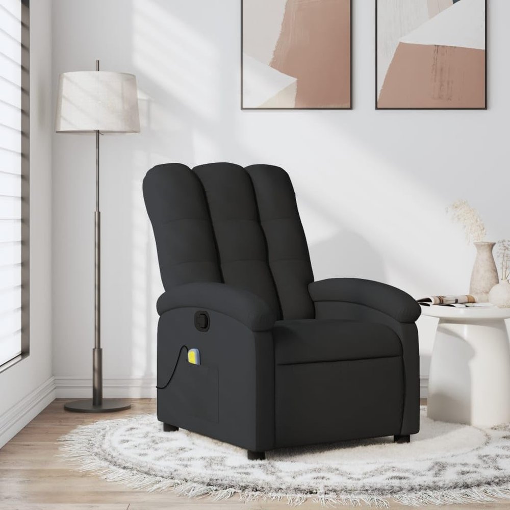 ANYCHOLE Massage Recliner Chair Black Fabric,Relaxing Massage Recliner Chair with Manual Adjustment Living Room Furniture, Chaise Lounges