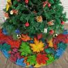 Maple Leaf Halloween Tree Skirt Christmas Autumn Tree Skirt 30" New Year Tree Skirt Simple Lace-Up Tree Skirt Indoor and Outdoor Home Decoration Holiday Party Farmhouse Decor Gift. view 2