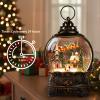Christmas Snow Globes Lantern Snow Globe with Music Water Lantern Santa Flying Scene Elk Lighted Swirling Water Glitters Snowglobe Christmas Decoration view 2
