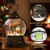 Christmas Snow Globes Lantern Snow Globe with Music Water Lantern Santa Flying Scene Elk Lighted Swirling Water Glitters Snowglobe Christmas Decoration view 3
