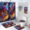 Purple Dragon Bathroom Shower Curtain Set with Rugs,Toilet Lid Cover, Bath Mat, Medieval Fantasy Animals Bathroom Shower Curtain with 12 Hooks Accessories Decorative view 1