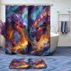 Purple Dragon Bathroom Shower Curtain Set with Rugs,Toilet Lid Cover, Bath Mat, Medieval Fantasy Animals Bathroom Shower Curtain with 12 Hooks Accessories Decorative view 2