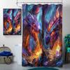 Purple Dragon Bathroom Shower Curtain Set with Rugs,Toilet Lid Cover, Bath Mat, Medieval Fantasy Animals Bathroom Shower Curtain with 12 Hooks Accessories Decorative view 3