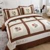 vctops 2 Piece Embroidered Floral Quilted Bedspread Quilt Set 100% Cotton Reversible Patchwork Coverlet Set 1 Quilt and 1 Pillow Sham (Coffee,Twin) view 4