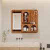 LLYLAFDC Bathroom Medicine Cabinet with Mirror, Bathroom Wood Wall CabinetFrontlit 3 Colors TemperatureWooden Bathroom Medicine Cabinet with Mirror and Lights view 1