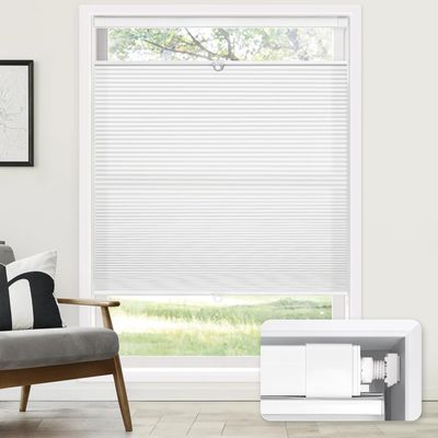 LazBlinds No Tools No Drill Cordless Cellular Shades, Top Down Bottom Up (TDBU) Honeycomb Shades for Home, Light Filtering Thermal Insulation Blinds for Windows, 60.5" W x 72" H, White
