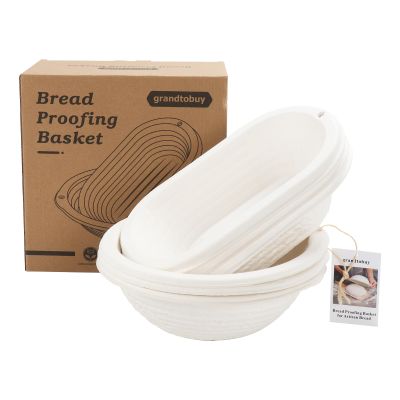 6pcs Round and Oval Pulp Bread Proofing Basket Sourdough Banneton Brotform Bread Baking Supply with Storage Bag 30pcs Disposable Non-Woven Liners for Professional Homemade Bread