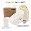 6pcs Round and Oval Pulp Bread Proofing Basket Sourdough Banneton Brotform Bread Baking Supply with Storage Bag 30pcs Disposable Non-Woven Liners for Professional Homemade Bread view 2