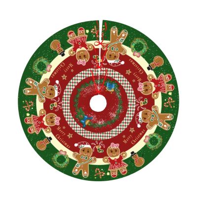 Gingerbread Christmas Tree Skirt 48" Candy Themed Christmas Tree Skirts Gingerbread Tree Mat for Christmas Xmas Festive Party Yard Gingerbread Christmas Decorations Indoor Outdoor Ornaments -1