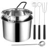 5 PCS Double Boiler Pot Set - Stainless Steel Double Boiler Melting Pot Set,Including 600 ML/0.6 QT and 1600 ML/1.7 QT Chocolate Melting Pots, Stainless Steel Pots, Spoon and Fork Tools for Melting view 1