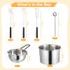 5 PCS Double Boiler Pot Set - Stainless Steel Double Boiler Melting Pot Set,Including 600 ML/0.6 QT and 1600 ML/1.7 QT Chocolate Melting Pots, Stainless Steel Pots, Spoon and Fork Tools for Melting view 4