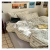GLAMDIA Four-Piece Set Simple Modern Cotton V-intage Floral Printed Quilt Cover Student Dorm Bedding Three-Piece Set 1.8 Bed Sheet,Bed view 2
