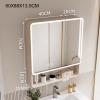 LED Medicine Cabinet with Lights,Bathroom Mirror with Storage,Surface or Recessed Mounted Bathroom Cabinet,AL Alloy Frame,Over The Toilet Storage Cabinet Interior Sensor Light/Defogger(White,60X88X13. view 2