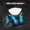 Tissue Box Cover PU Leather Rectangular Tissue Box Blue Butterfly Pattern Tissue Holder Napkin Dispenser Decorative Tissue Box Holder Paper Holder for Bathroom Office 7.9" L x 4.9" W x 4.5" H view 2