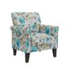 Blue and Gray Floral Accent Chair with Rolled Arms and Nailhead Trim for Living Room view 1