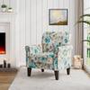 Blue and Gray Floral Accent Chair with Rolled Arms and Nailhead Trim for Living Room view 2