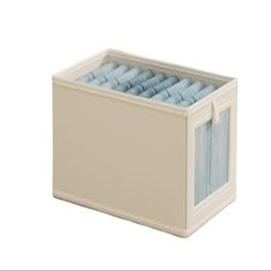 XINCHANG Clothes Storage Box for Clothing Gadgets Stackable Storage Bins-Foldable Oxford Cloth Steel Frame Storage Box for Clothing Storage (Large (40 * 25 * 20cm),Beige Without lid)