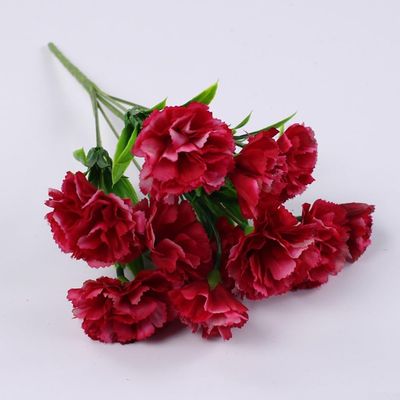 10Heads Carnations Flowers, Carnations Artificial Flowers, Red Pink Purple White Green 11.8in Silk Carnations For Wedding, Parties, Festivals, (Rose Red)