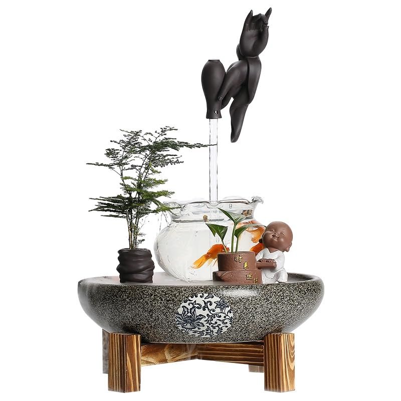 SENBAILU Tabletop Fountains Tabletop Fountain Circulating Water Fountain Home Chinese Fish Tank Ceramic Office Decoration Table Top Fountains Indoor