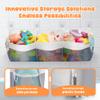 Bath Toy Organizer 3 Compartment Bath Toy Storage Bag Shower Caddy Quick Access Bathtub Toys Holder Baby Shower Games Tub Quick Dry Baby Bathroom Toys Storage Accessory Gray view 4