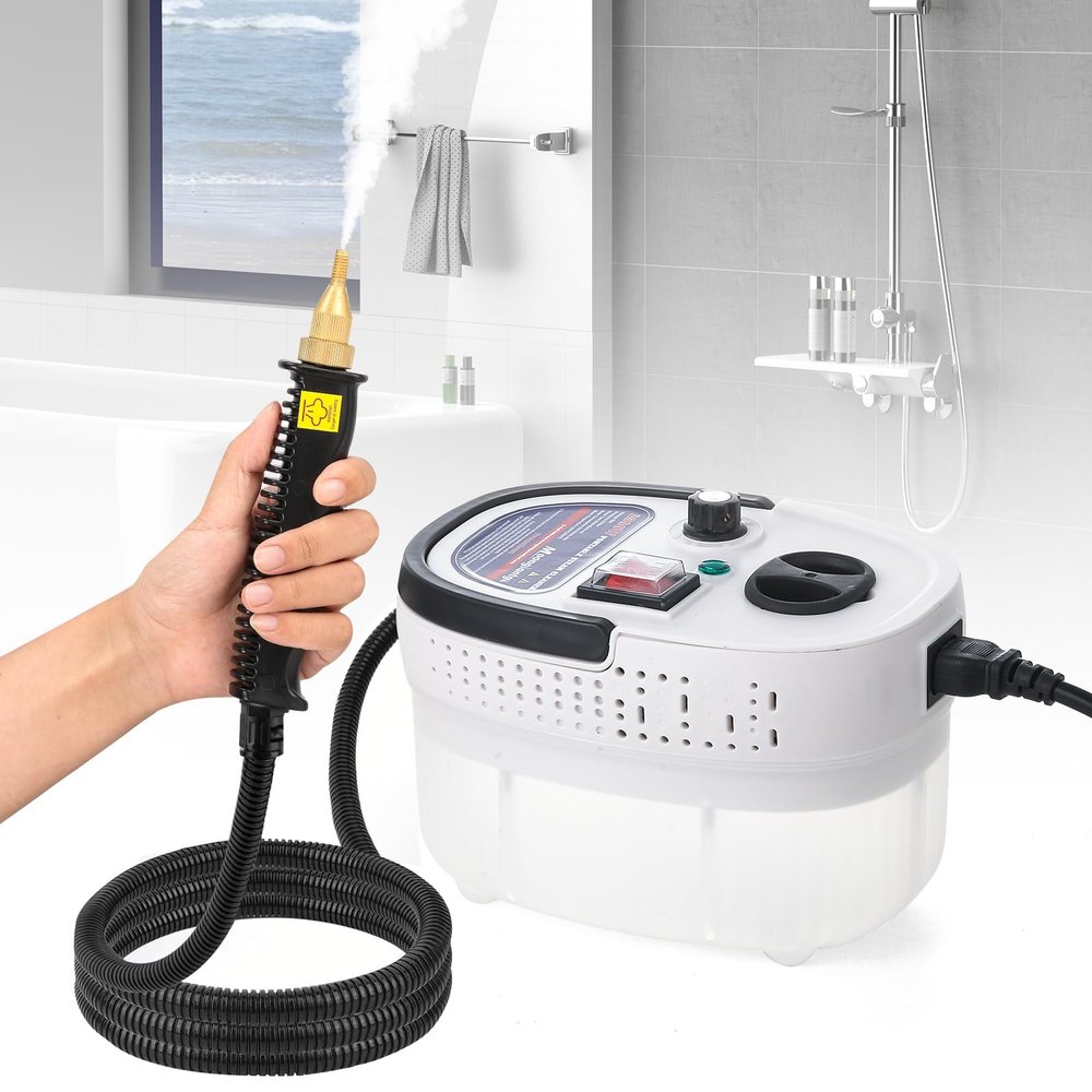 Moongiantgo Handheld Steam Cleaner, 2500W High Pressure Steamer for Cleaning, Portable Pressurized Cleaning Machine for Home Kitchen Car Detailing Grout Tile Bathroom with 1200ml Water Tank (White)