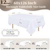 12 Pack White Table Cloth 60x126 Inch Rectangle Tablecloths for 8 Foot Rectangle Tables, Wrinkle Resistant Washable Polyester Fabric Rectangular Table Cover for Dining Banquet Wedding Party view 2