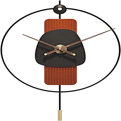 DYKKLKQ Decor Wall Clock for Living Room,57x81 CM Large Metal & Walnut Pointer Home Decor Silent Non Ticking Lightweight Clocks for Bedroom, Study, Office Decor