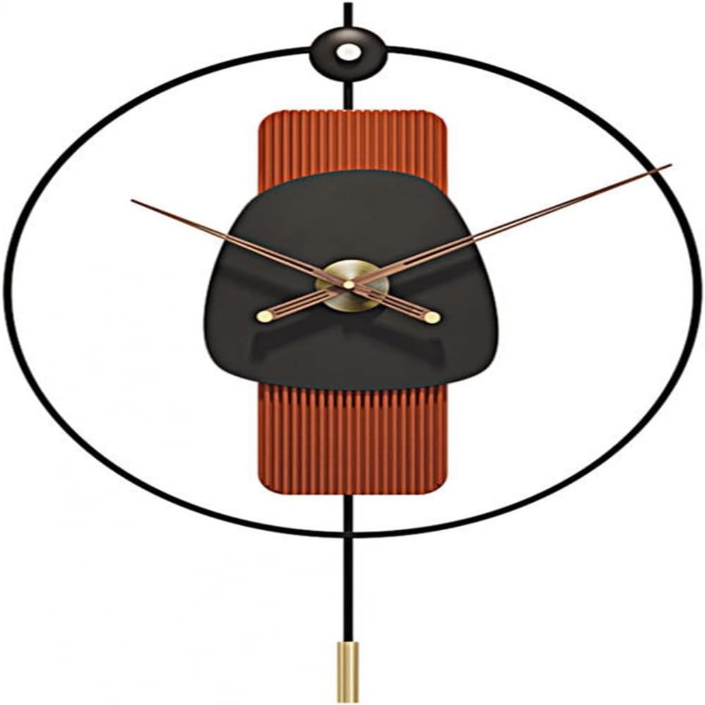 DYKKLKQ Decor Wall Clock for Living Room,57x81 CM Large Metal & Walnut Pointer Home Decor Silent Non Ticking Lightweight Clocks for Bedroom, Study, Office Decor