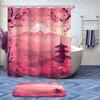 Cherry Blossoms Bathroom Shower Curtain Set with Rugs,Toilet Lid Cover, Bath Mat, Japanese Landscape Mount Fuji Anime Bathroom Shower Curtain with 12 Hooks Accessories Decorative view 2