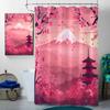 Cherry Blossoms Bathroom Shower Curtain Set with Rugs,Toilet Lid Cover, Bath Mat, Japanese Landscape Mount Fuji Anime Bathroom Shower Curtain with 12 Hooks Accessories Decorative view 3