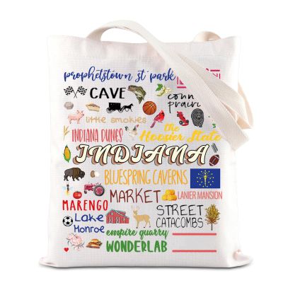 TGBJE Indiana State Vacation Tote Bag Hoosier State Gifts Indian Souvenir Gift Moving to Indiana Gift Indiana Lover Shopping Bag (Indiana tote)