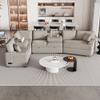 126" Oversized Modular Sectional Sofa, Sectional Sleeper Sofa with Pull Out Bed, Chenille Uphostered Oversized Couch with Drop-down Table, Convertible Sectional Sofa Couch for Living Room (Beige) view 1
